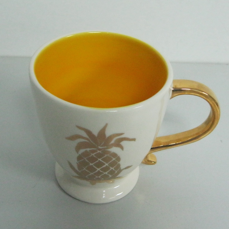 Logo Custom Gold Metal Decal Promotional Ceramic Mug Coffee Mug
